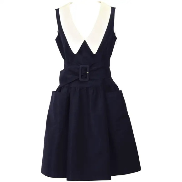 Prada Black with White Collar Cocktail Dress - Picture 4 of 7